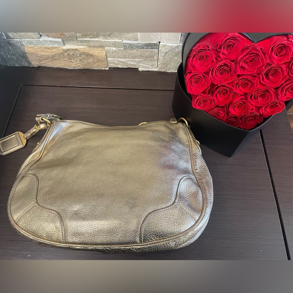 💯 Authentic Gold deerskin Prada hobo bag with Gold hardware - Picture 2 of 10